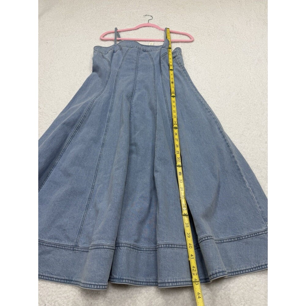 Anthropologie Pilcro Midi Dress Blue Seam Chambray Vacay Retro Boho Large NWT - Picture 3 of 10